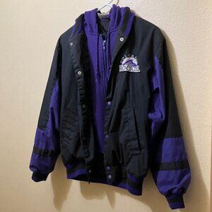 Vintage Colorado Rockies Embroidered Hoodie Windbreaker Combo Jacket L (16/18)